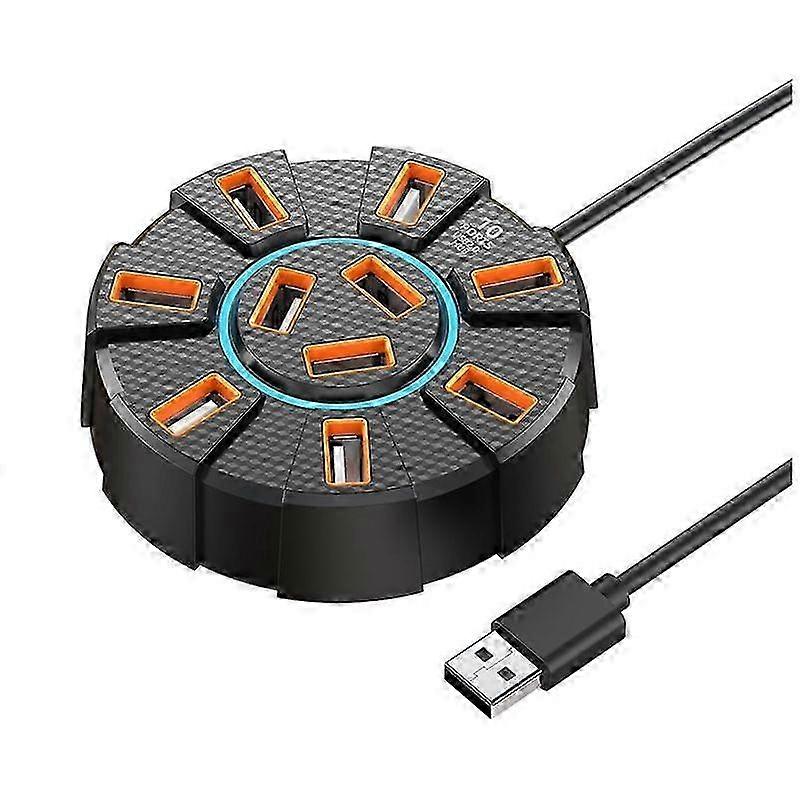USB 2.0 Hub Multi Splitter Adapter 5Gbps High Speed USB Splitter Power Adapter Multiple Expander for PC Laptop, 10 Ports
