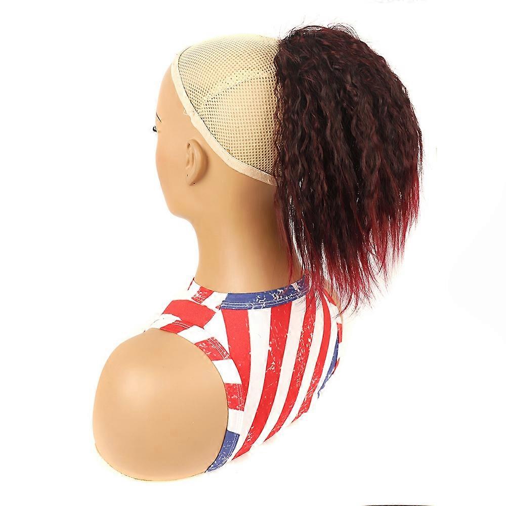 LS868 Drawstring Fixed Corn Perm Curly Wig Fluffy Short Ponytail Wigs, Color: 1BTBug