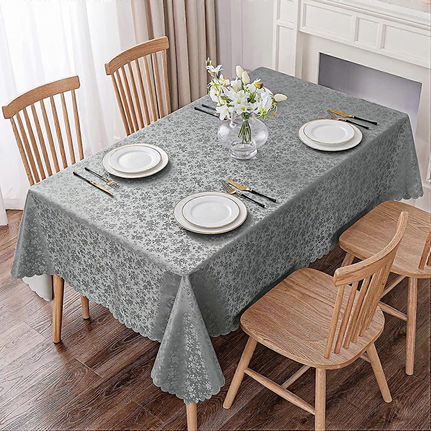 Rectangular Tablecloth, Waterproof Durable Vinyl Tablecloth, Wipeable Washable Table Cloth for Dining Room (Beige, 52" X 70")