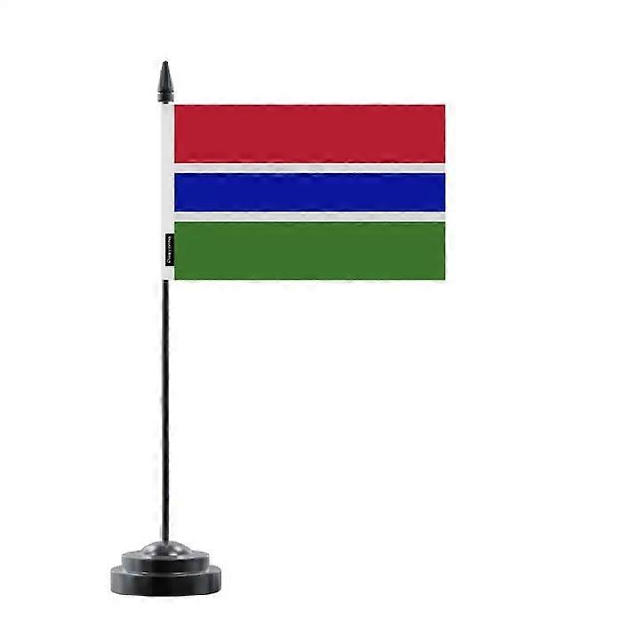 Table Flag - Multicolored - Gambia - 14 x 21 cm - Plastic Pole - Double-Sided Print