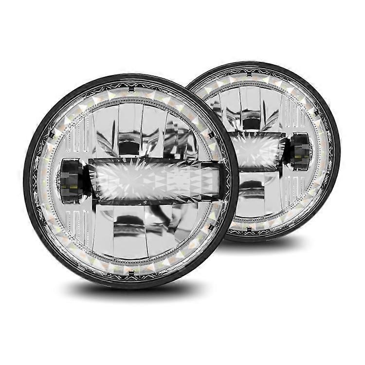 2Pcs High Low Beam LED Headlights IP67 Waterproof Off Road Vehicle Front DRL Turn Signal Lamp