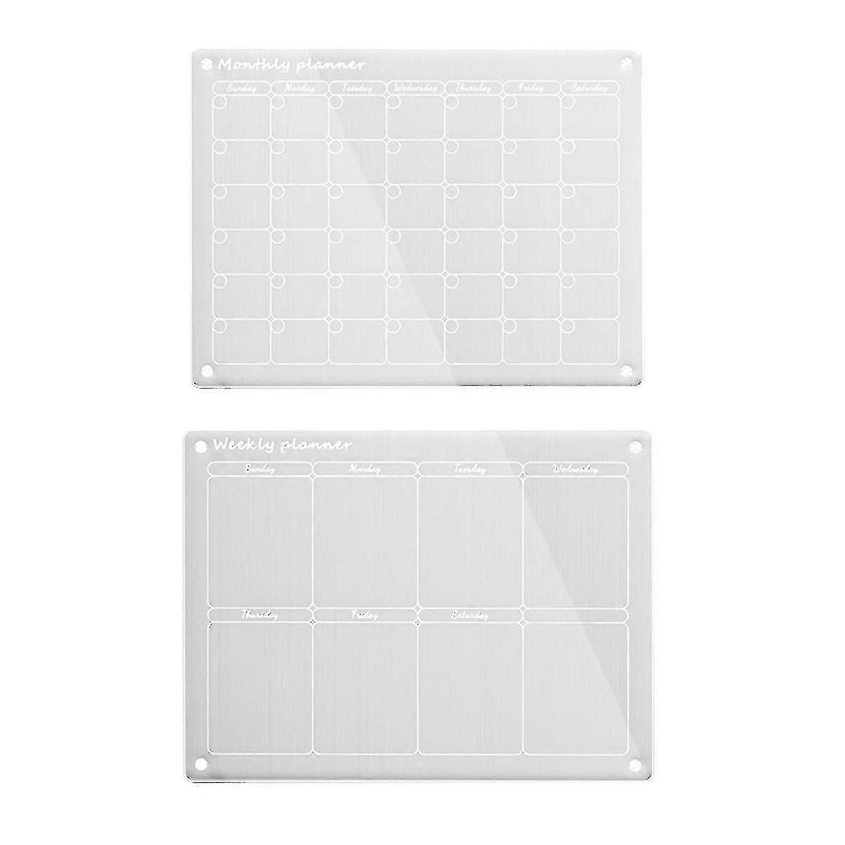 Magnetic Acrylic Fridge Calendar - Reusable Dry Erase Board Planner for Home