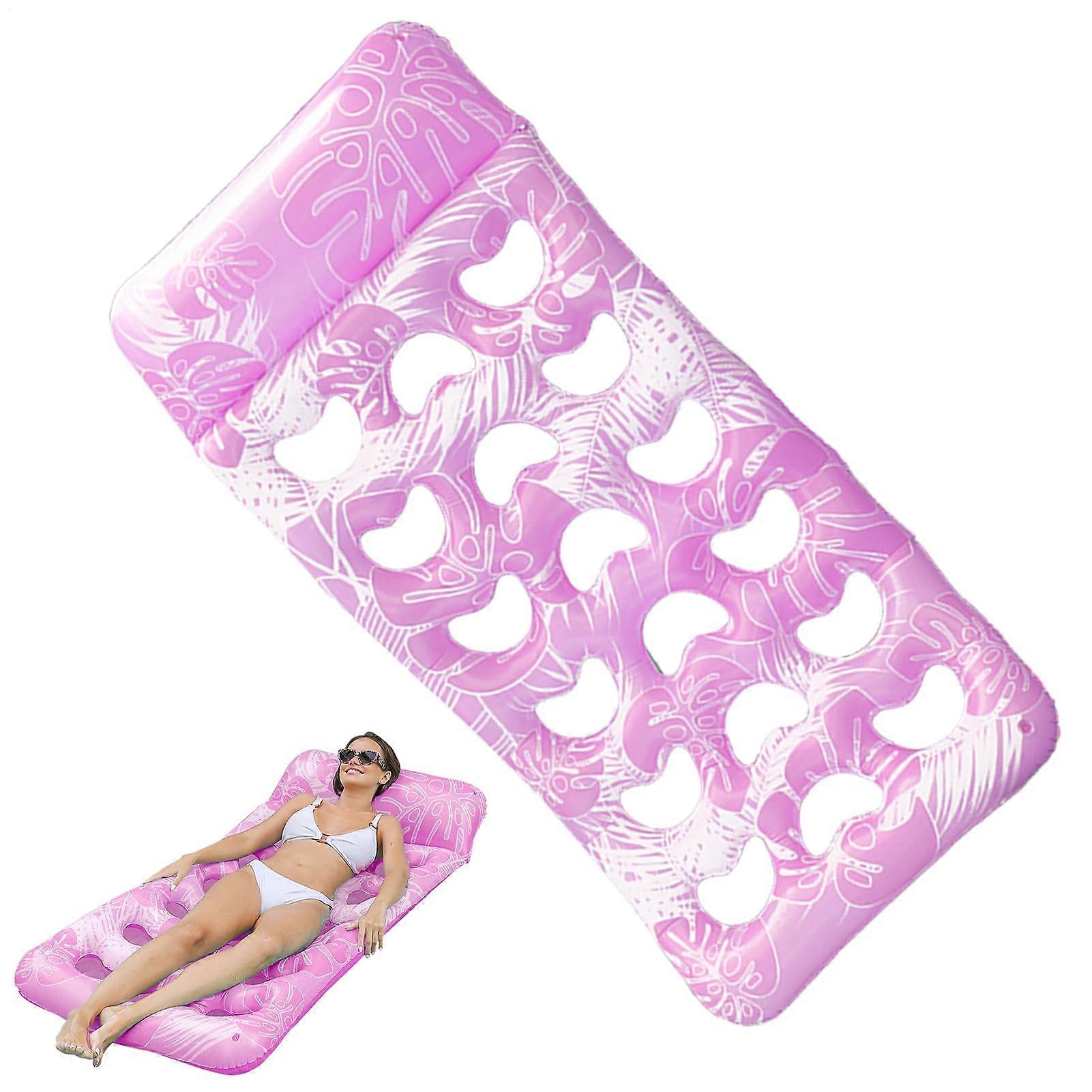 Inflatable Pool Float with Headrest, Leaf Pattern, Pink Ref: 3173