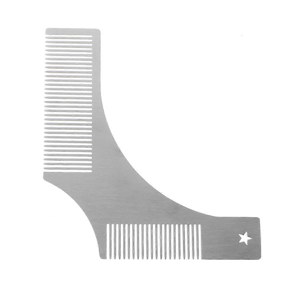 Stainless Steel Shaving Brush Beard Styling Shaping Template Comb Tool For Men light grey