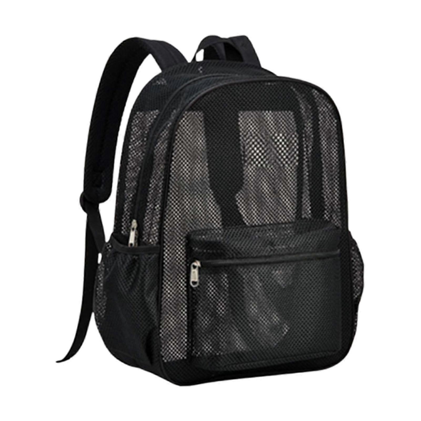 Mesh Book Bag, Black Mesh Backpack, Lightweight Transparent Beach Rucksack, Comfortable Clear Student Backpack