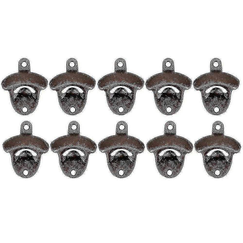 10 Pack Rustic Wall Mounted Beer Bottle Opener Set Vintage Style