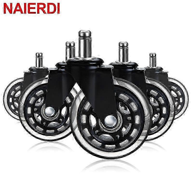 Replacement Swivel Rubber Caster Wheels for Office Chairs, 60kg Soft and Safe Rollerblade Style Casters Suitable for Various Brands