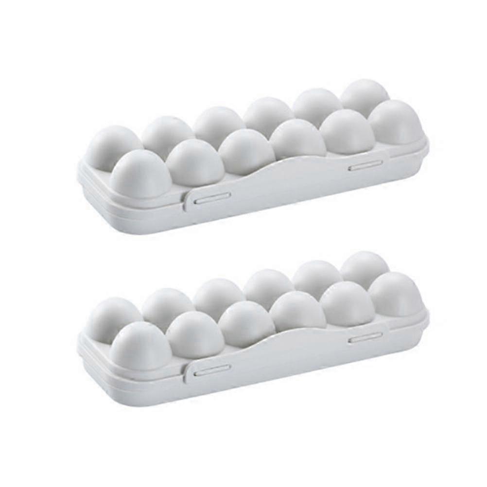 Set of 2 Shatterproof Egg Storage Boxes with 12 Grids for Refrigerators, Ideal for Duck Eggs, Grey Color
