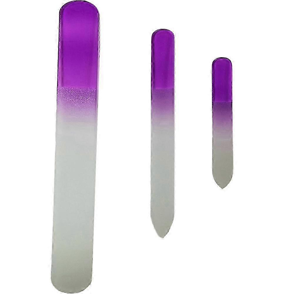 Glass Cuticle Pusher & Nail File Set - Crystal Glass Files with Case & Trimmer