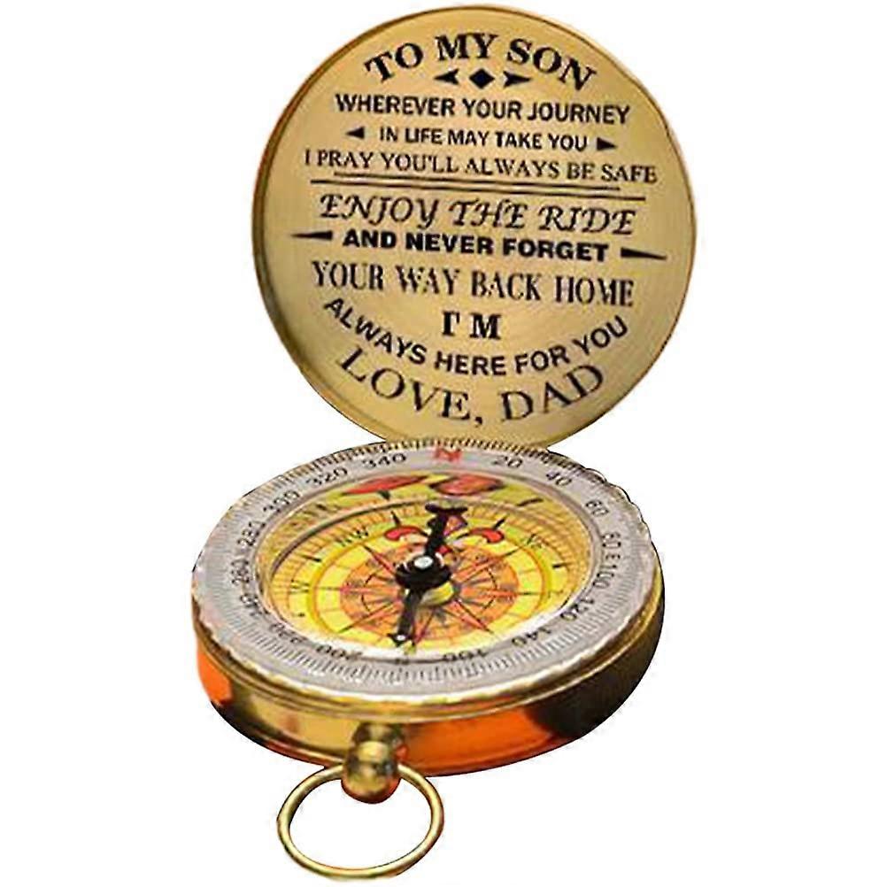 Luminous Compass, Dad to Son Enjoy the Drive, Retro Design, Glow Multiple Dark, Functions, Navigation Tool with Clear Readings for Camping, Outdoor