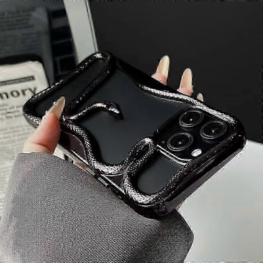 For Iphone 16 Pro Max Bumper Case 3d Snake Hollow Tpu Phone Cover - Glossy Wine Red