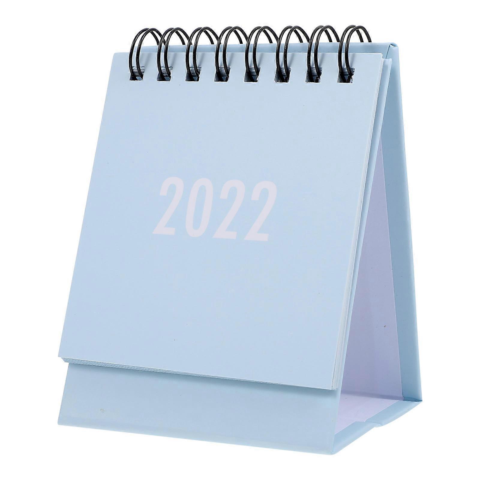 Home Office Calendar Mini Desktop Schedule Planner Date Marking For School Blue 8.3X7.7CM Paper Simple Design 1Pcs