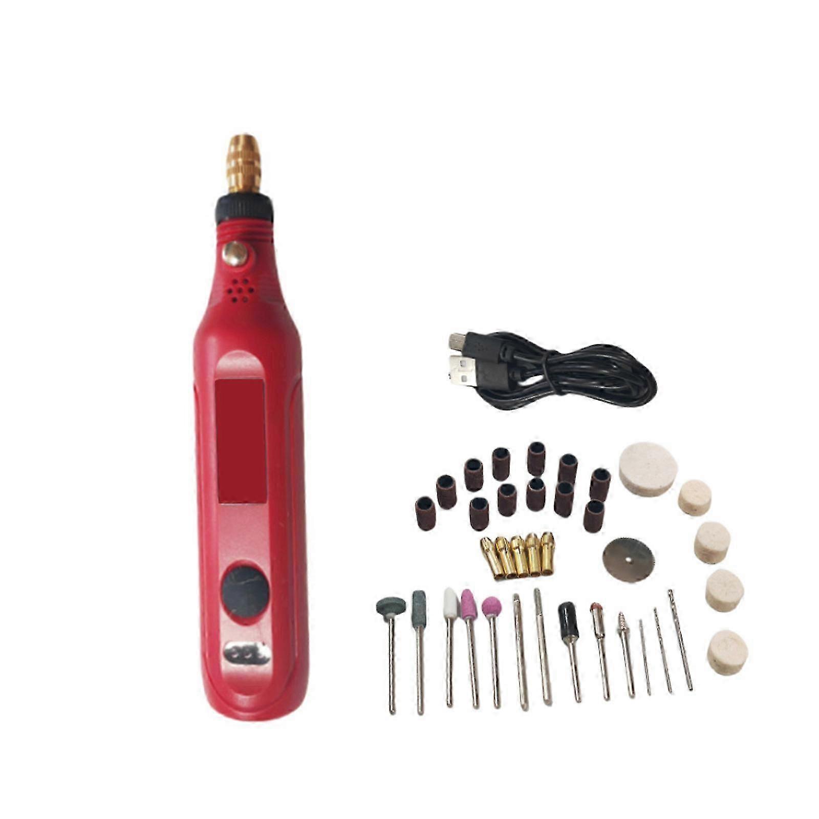 3.7V Cordless Rotary Tool Variable Speed Multipurpose Rotary Tool USB Charging, Easy Accessory Changes for Crafting  RedRed SZRH A-V