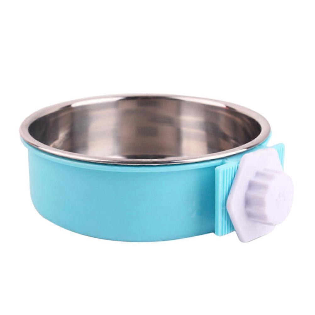 Pet Feeding Bowl Stainless Steel Type for Dog Cat Prevent Food or Water Dropping Double Layers Style Size S Blue 1Set