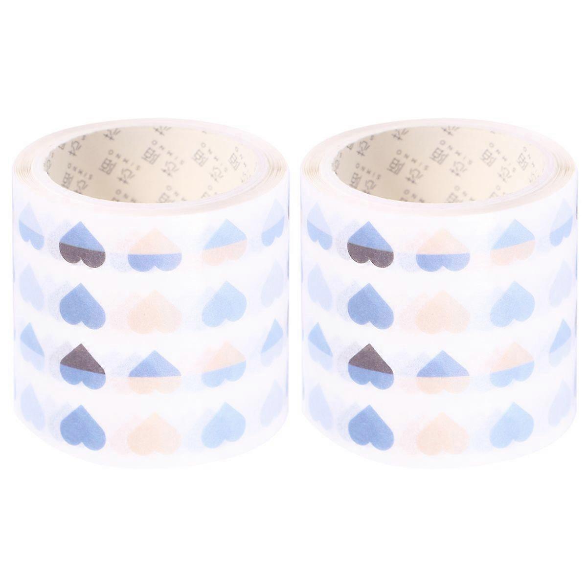 2Pcs Washi Tape Coil Sticky Notes Basic Color Planner Sticker Journal Sticky Paper Band (Light Blue)