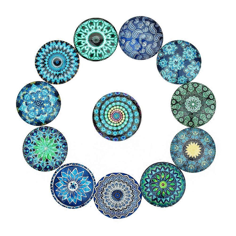 Round Glass Dome Colored Pattern Charms For Diy Jewelry Crafts Decoration Hobbyists 1.2X1.2CM 40Pcs