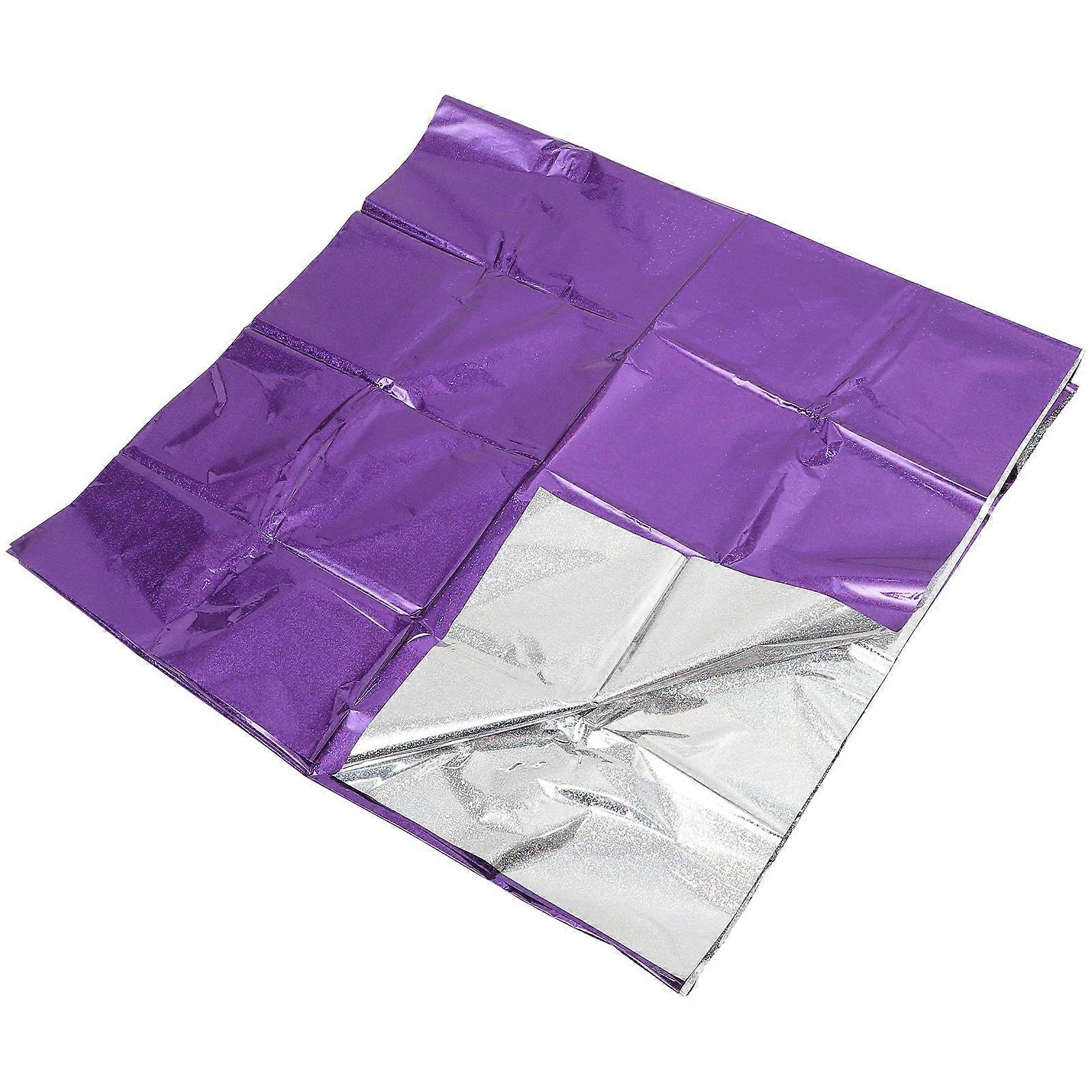Waterproof Disposable Tablecloth Purple Foil Rectangular Shape Birthday Party Supply 274X137CM 1Set