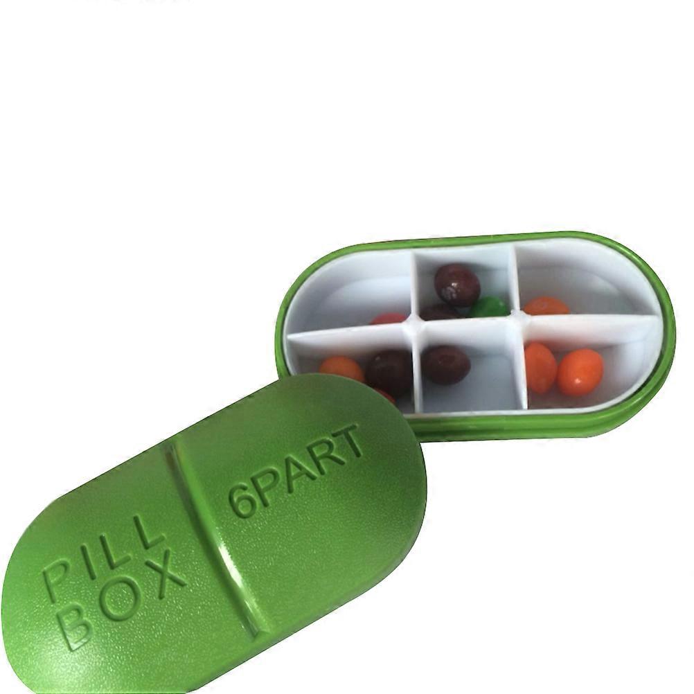 Daily Pill Organizer Oval Case Portable Design Green 9.80X5.20X3.60CM Seal Storage Container For Outdoor Activities 1Pack