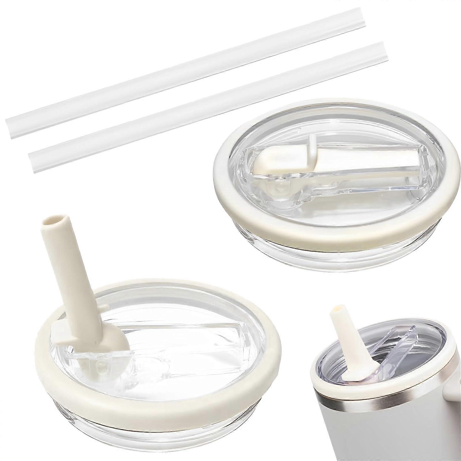 Leak-Proof White Lids for Stanley Cups - Pack of 2 Reusable, Dustproof, Tight-Fitting