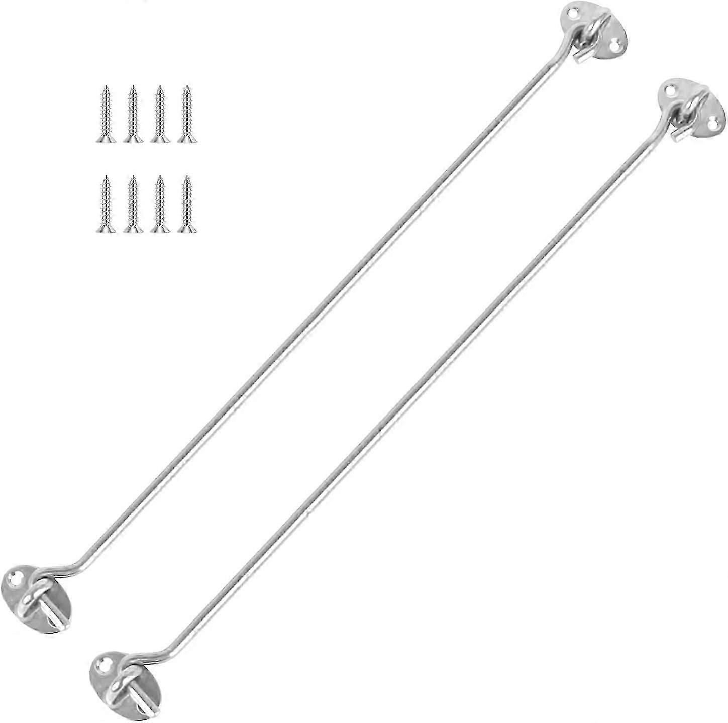 2 ווים לתא המטען, נירוסטה מעובה חזקה עם ברגי הרכבה 8Pcs, לסככה, שער או דלת מוסך וכו ', (16 אינץ '/ 400 מ"מ) כסף