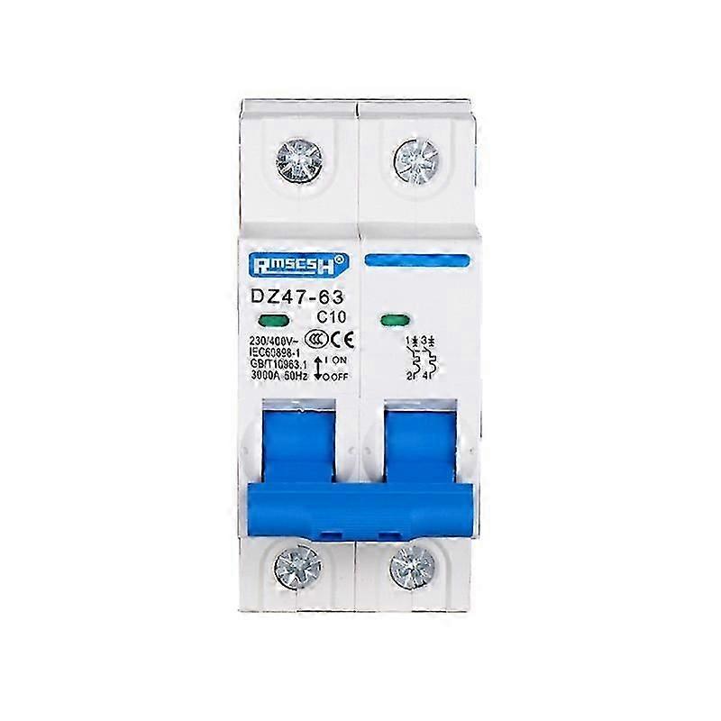 Dz47-63 10a 16a 20a 25a 32a 40a 50a 63a 2p Ac 400v Mini Circuit Breaker Mcb Cutout Switch Breaker Switch