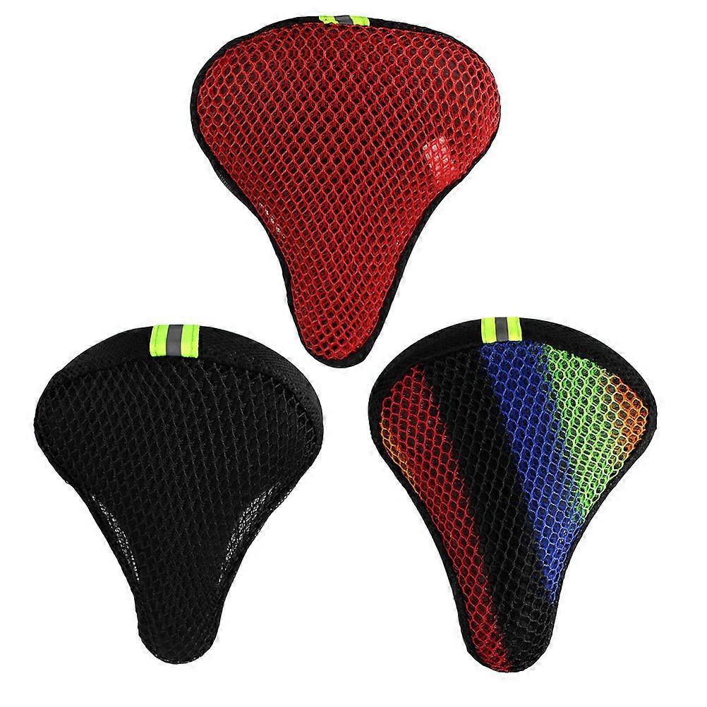 Mountain Bike Seat Cushion Breathable Mountain Bike Saddle Cover Assorted Color 22.5X21CM 3Pack