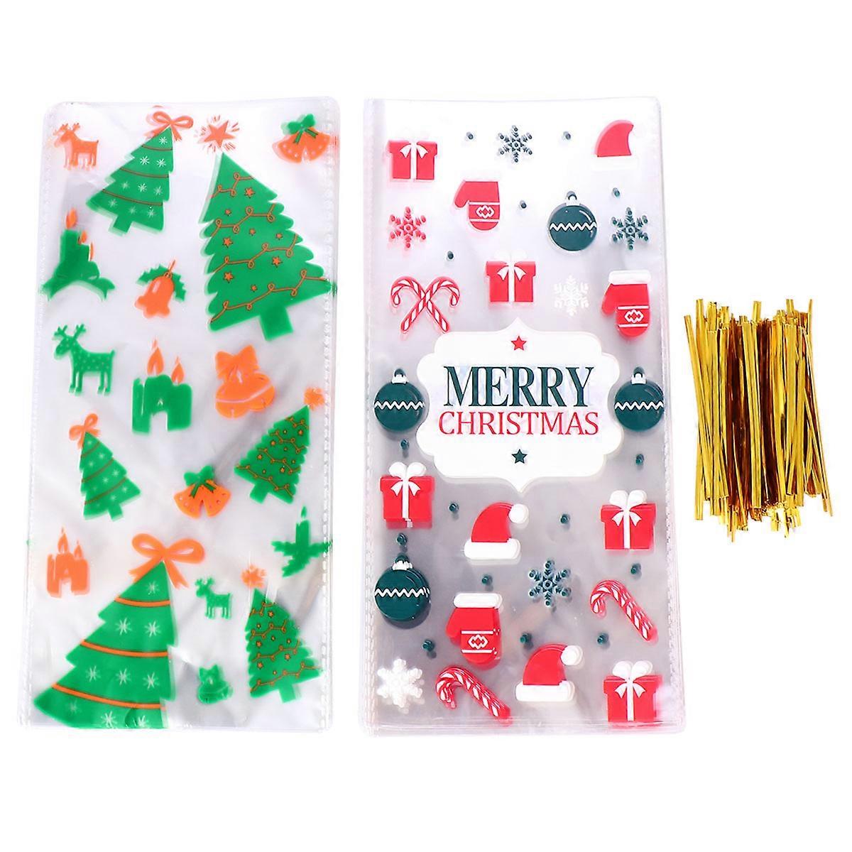 Holiday Cookie Bag Rectangular OPP Packing Bag For Christmas Party With Assorted Color 27.5X13cm 100Pcs