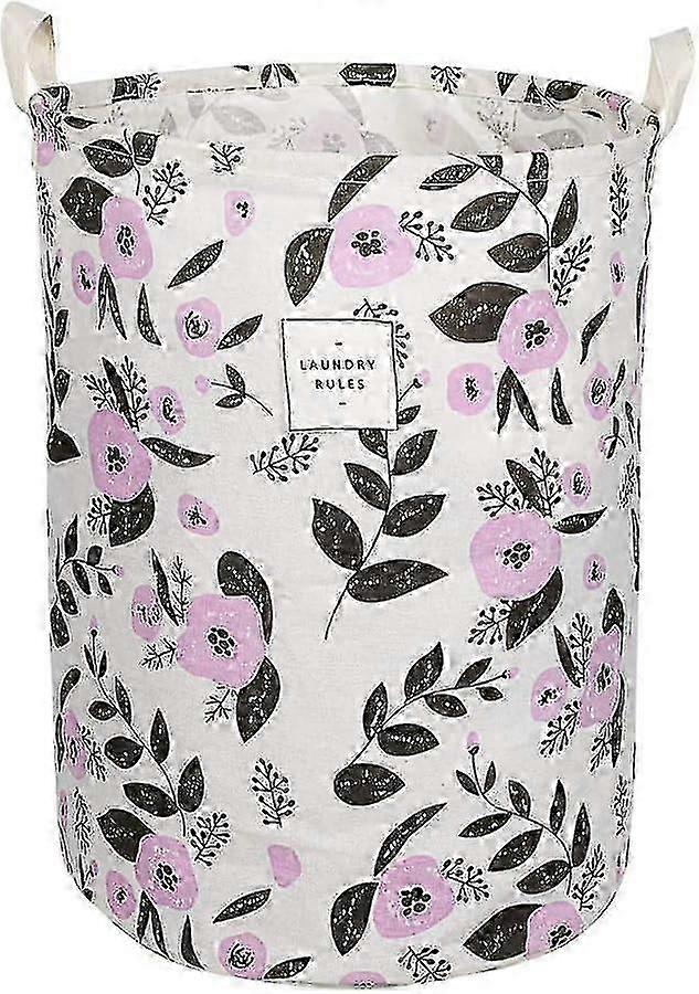 Waterproof Round Cotton Linen Laundry Hamper with Handles, Collapsible Household Organizer Basket Suitable for Various Brands, Dimensions 19