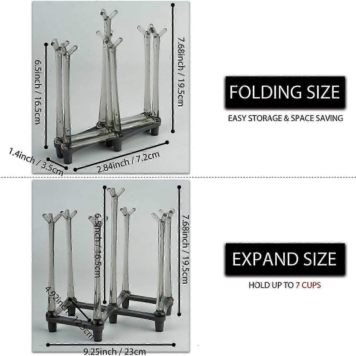 2 Pcs Retractable Cup Drying Racks Set for Kitchen Countertop Dishes Holder