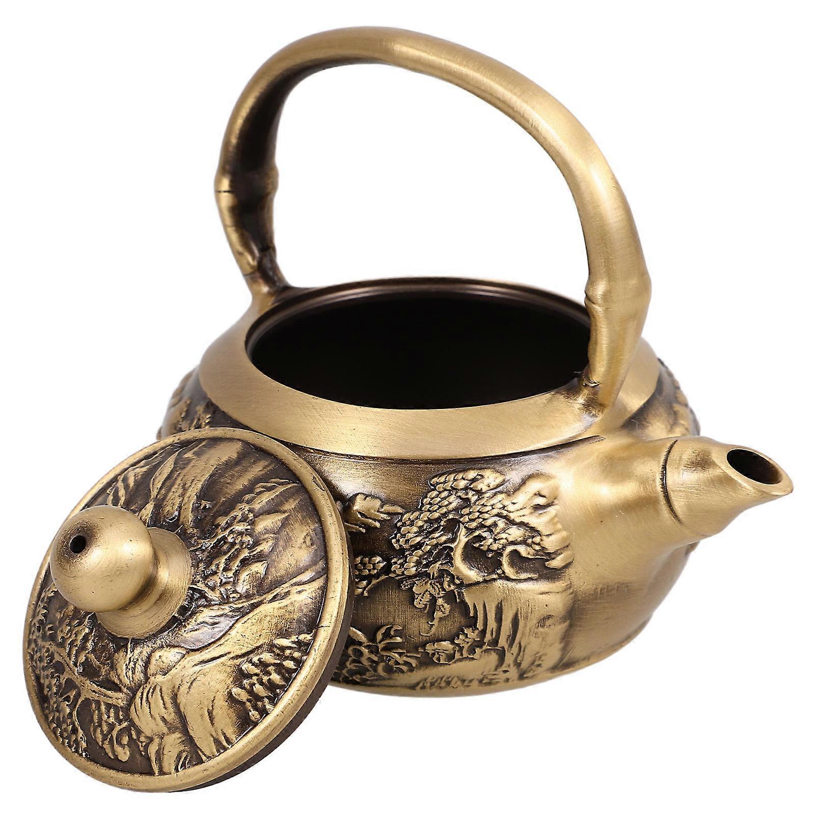 Decorative Teapot Mini Teapot Ornament Retro Style Golden 10X9X7.5CM Tabletop Display 1Set