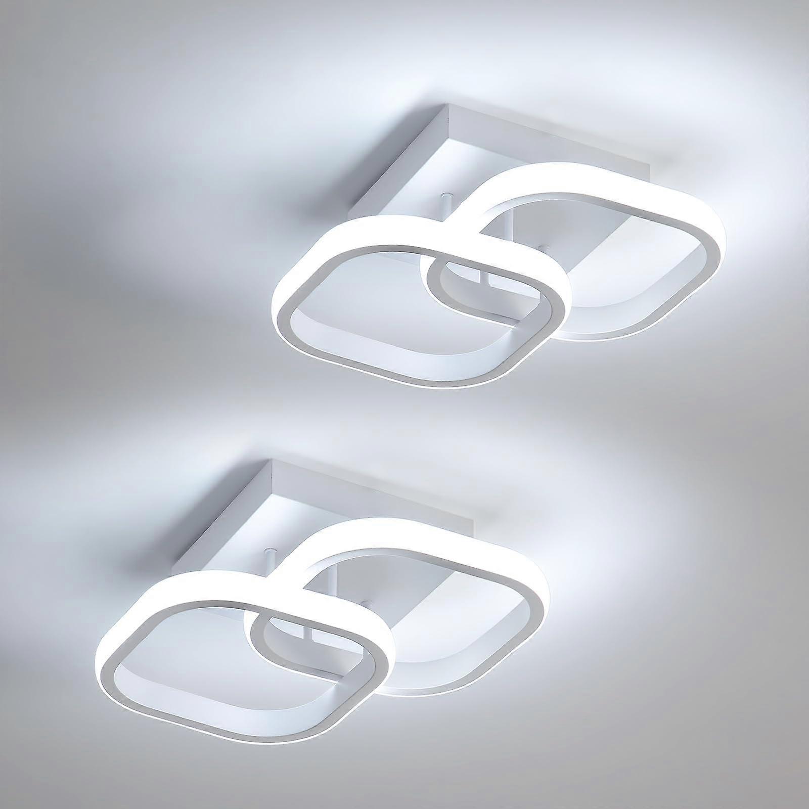 Modern LED Ceiling Light, Pack of 2, 22W, 2475lm, Square Lamp, Cool White 6500K