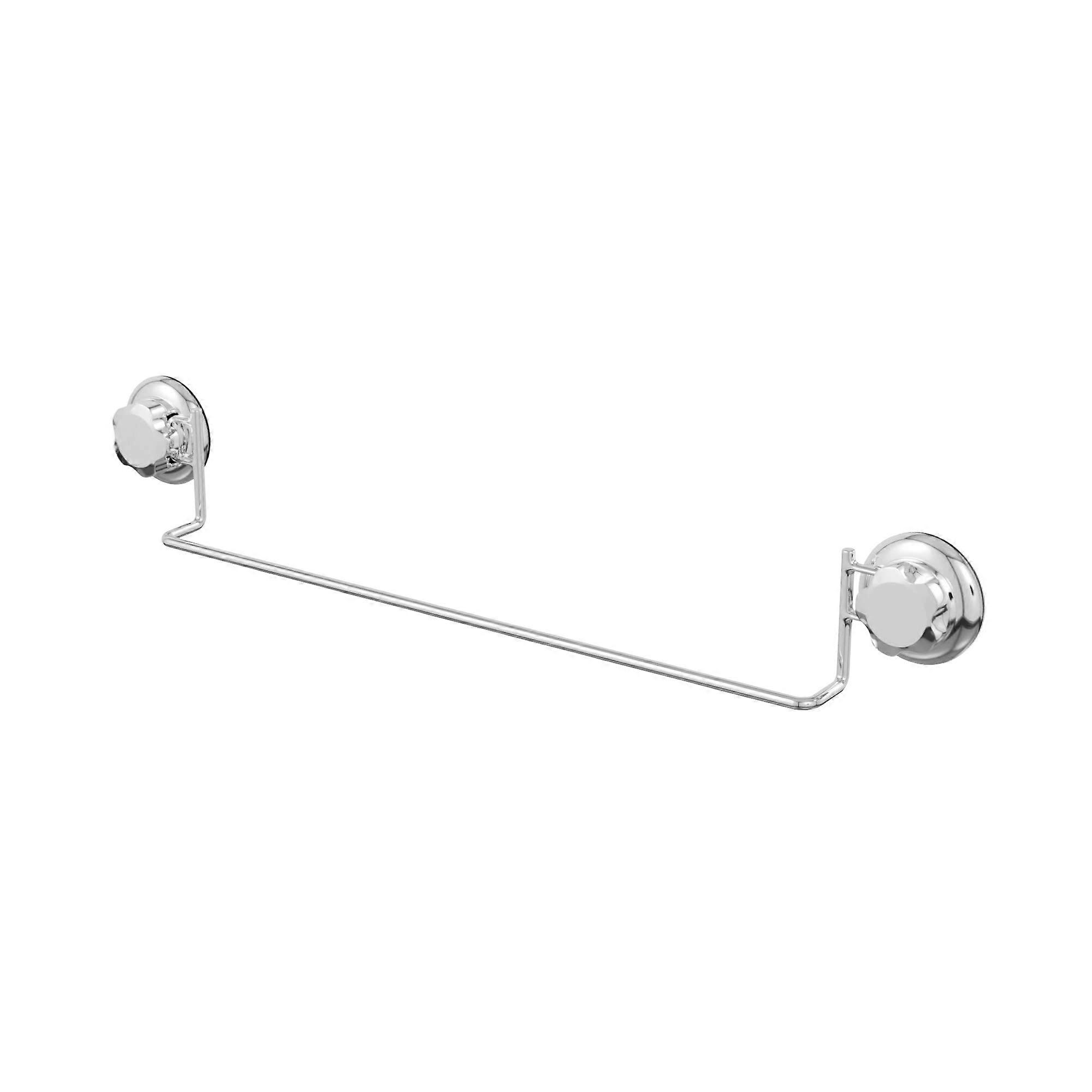 Bath Towel Rail Chrome 60.6x6.5x9 cm Rustproof Waterproof Easy Installation No Drilling Suction Cup Holder