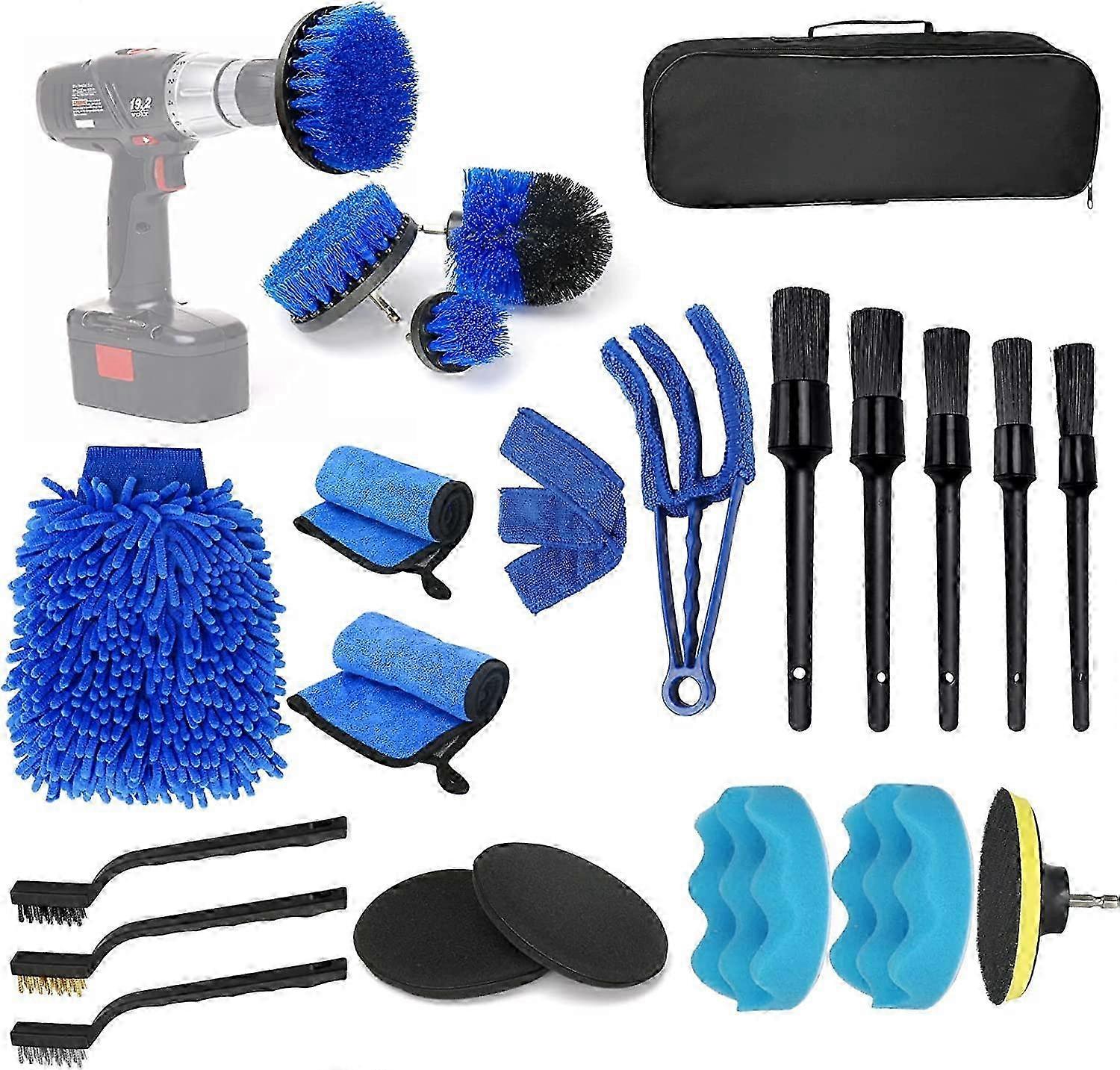 23pcs Vehicle Cleaning Tool Set, Auto Wash Kit, Comprehensive Car Detailing Brush Collection, Includes Drill Brush Set for Effective Cleanin