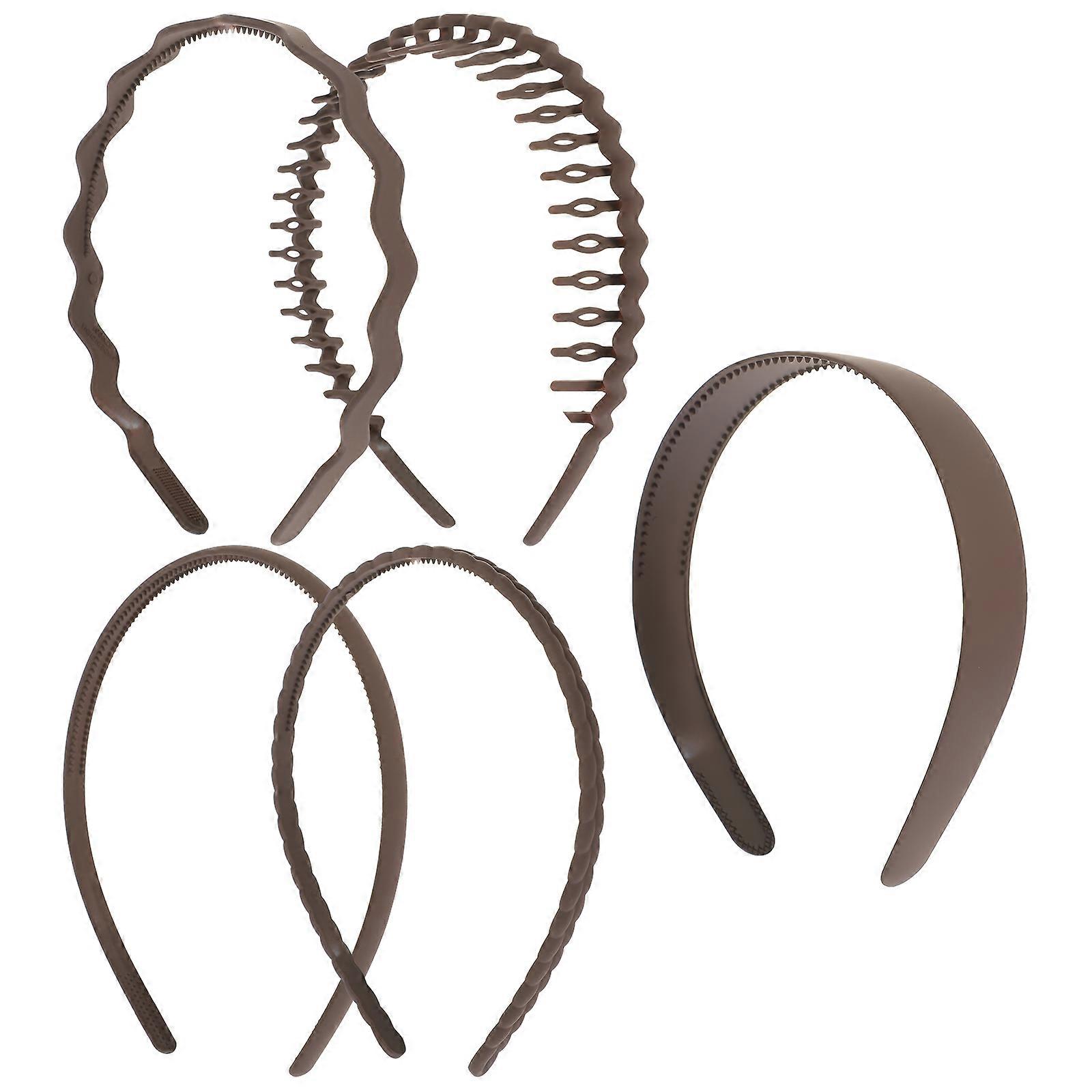 شريط شعر لغسل الوجه دائري دائم مريح صالح 5 قطع لون القهوة