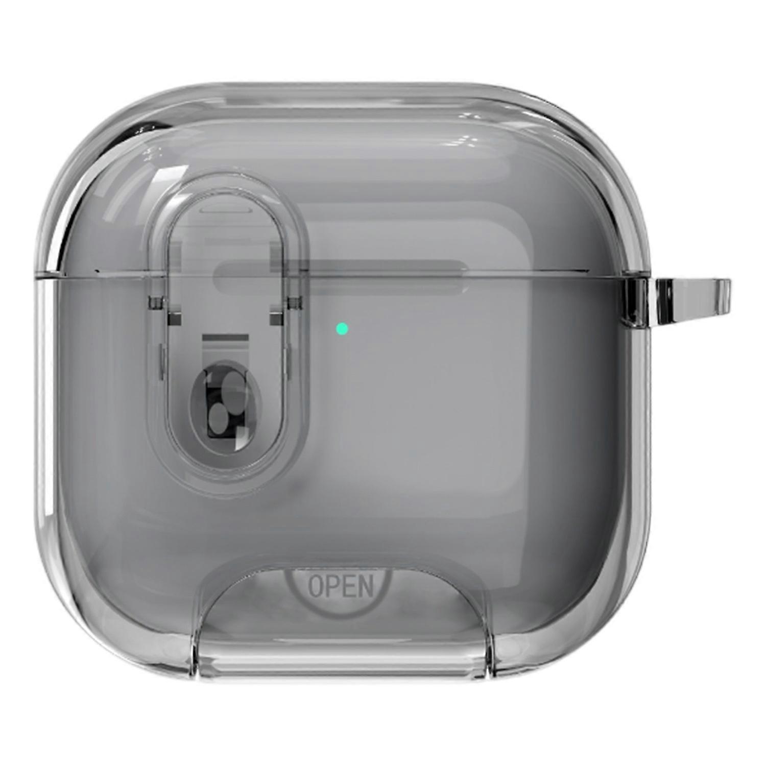 For AirPods 4 Case TPU PC Shockproof Earbuds Cover with Switch Stand Carrying Hook