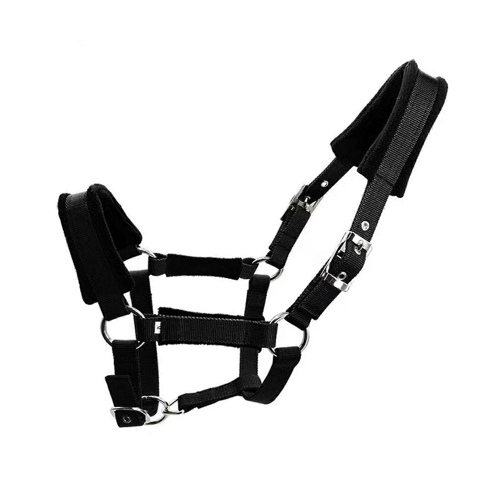 Thickened Jug Bridle Adjustable Lengths Adjustable Horse Halter Riding Cheval Sports Accessories (Black, M)