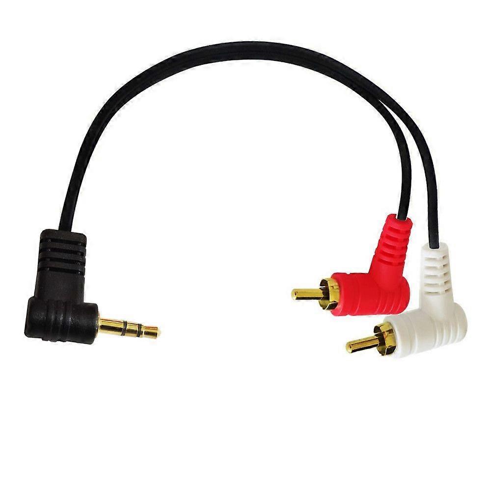 2-pack 90 double elbow gold-plated one-to-two 3.5mm to RCA double lotus head mobile phone computer amplifier speaker connection cable