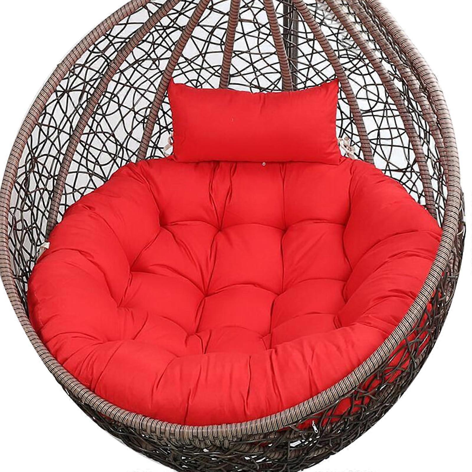 Rattan swing chair for outdoor use, with large cushion, hammock, rattan hammock for garden, terrace, indoor and outdoor, red