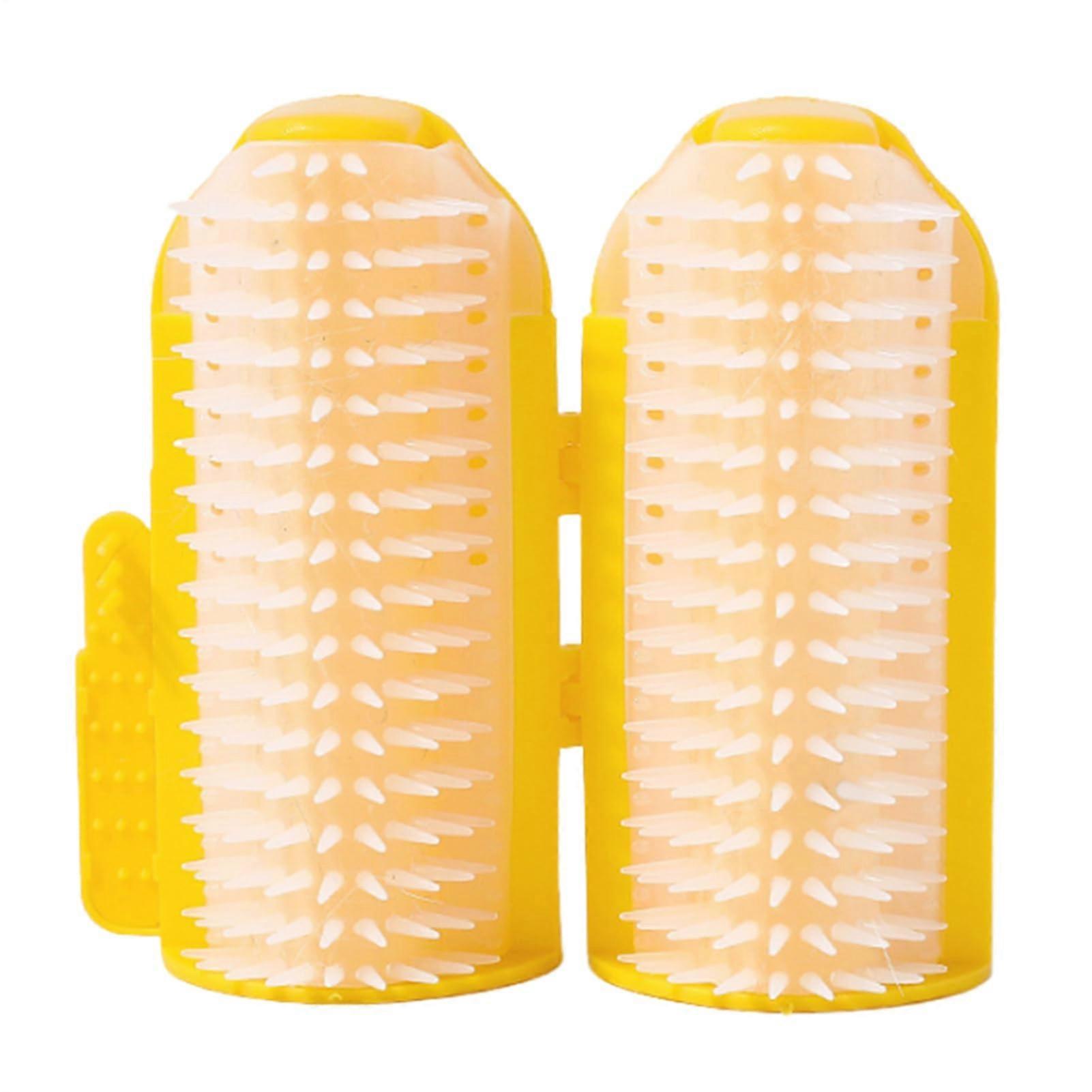 Cat Corner Brush, Cat Grooming Brush with Catnip, Soft Pet Massage Tool for Long and Short Hair Cats, Yellow Color