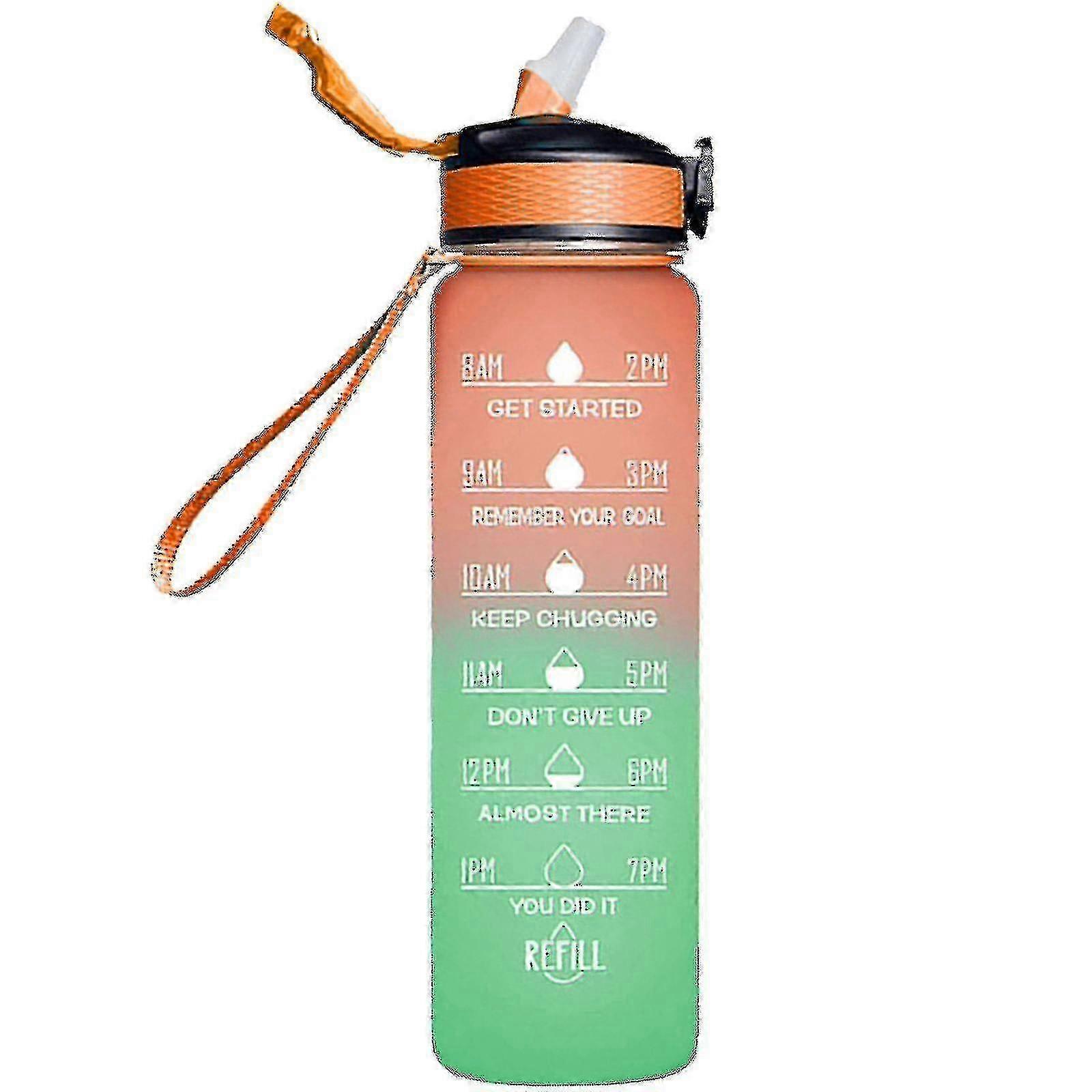 1000ml Motivational Sports Jug With Time Marker Outdoor Fitness Mug Gradient Color Water Bottle