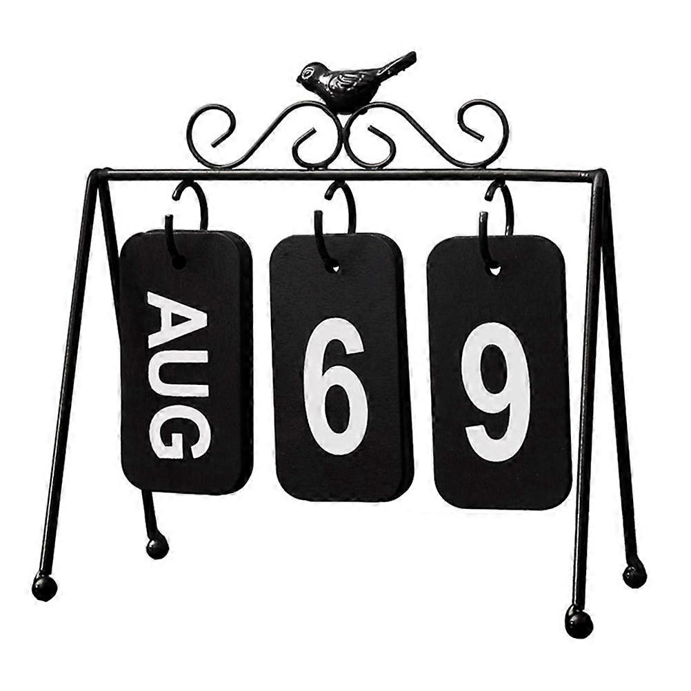 Desk Calendar Block Creative Iron Reusable Desktop Office Decor Practical Use 1Set