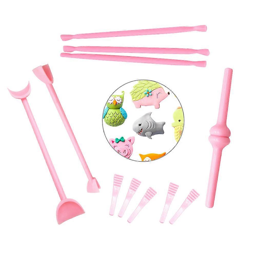 Fondant Modeling Tools Set Sugar Craft Lace Printing Mould Baking Pink 11Pack
