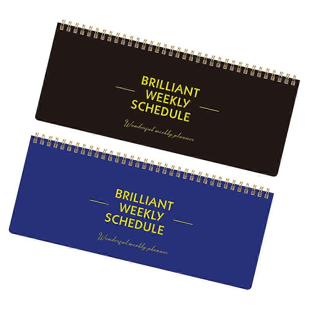 Portable Academic Planner Weekly Goals Notebook Office Use Professionals Black 30.50X12.50X1.00CM Time Management 2Pcs