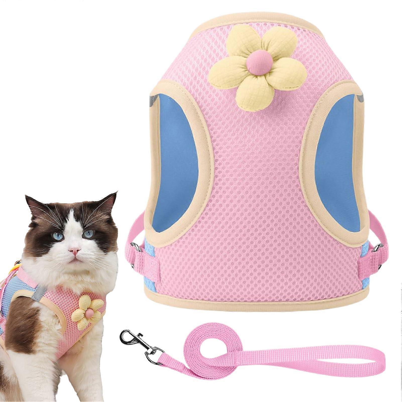 Pet harness – Reflective cat harness Breathable puppy harness Adjustable vest – Pink M