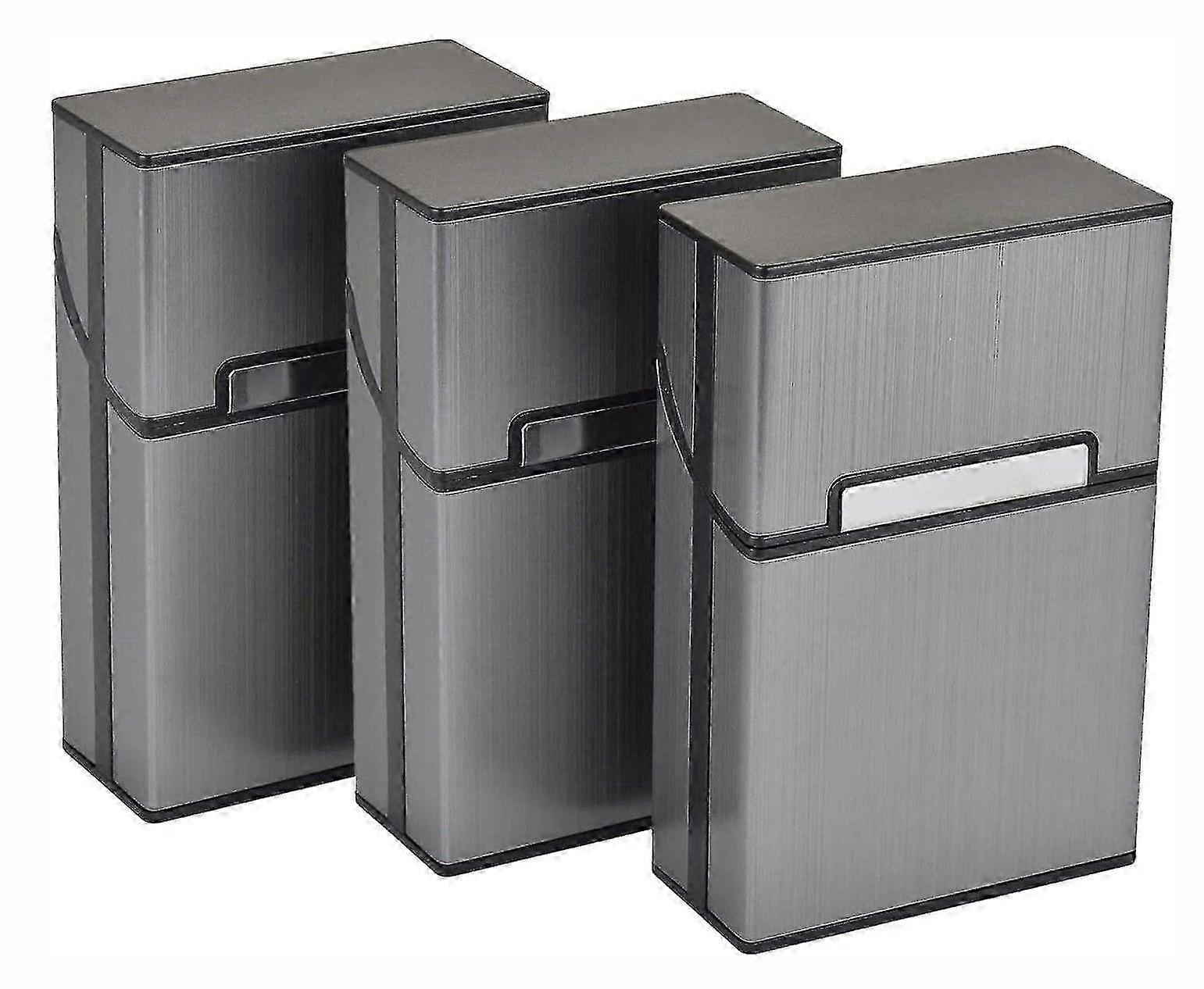 Set Of 3 Aluminium Cigarette Cases With Magnetic Lid