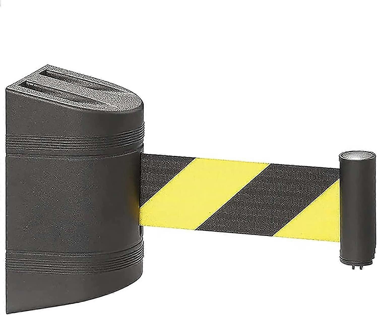 Retractable barrier belt, wallmounted, prevents access to hazardous areas, for crowd control 10m