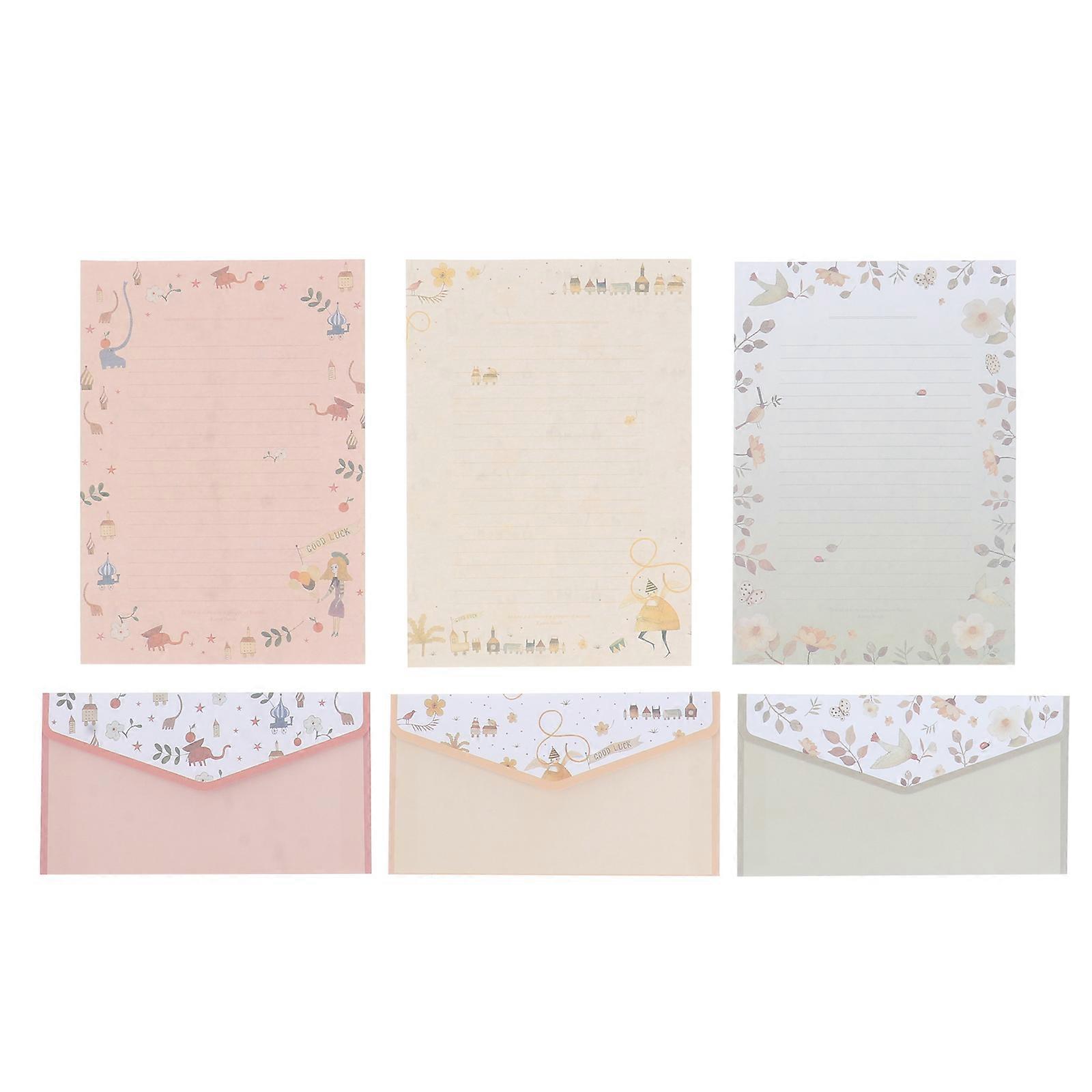 5pcs Mixed Color Floral Envelope & Letter Paper Set – Chic Stationery for Notes, School Projects, and Special Occasions – Perfect for Personal