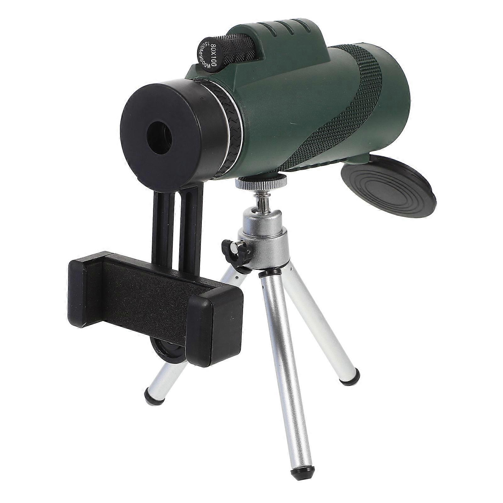 Portable Monocular Telescope For Nature Exploration Travel Dark Green -4 Prism FMC Lens 1Pack