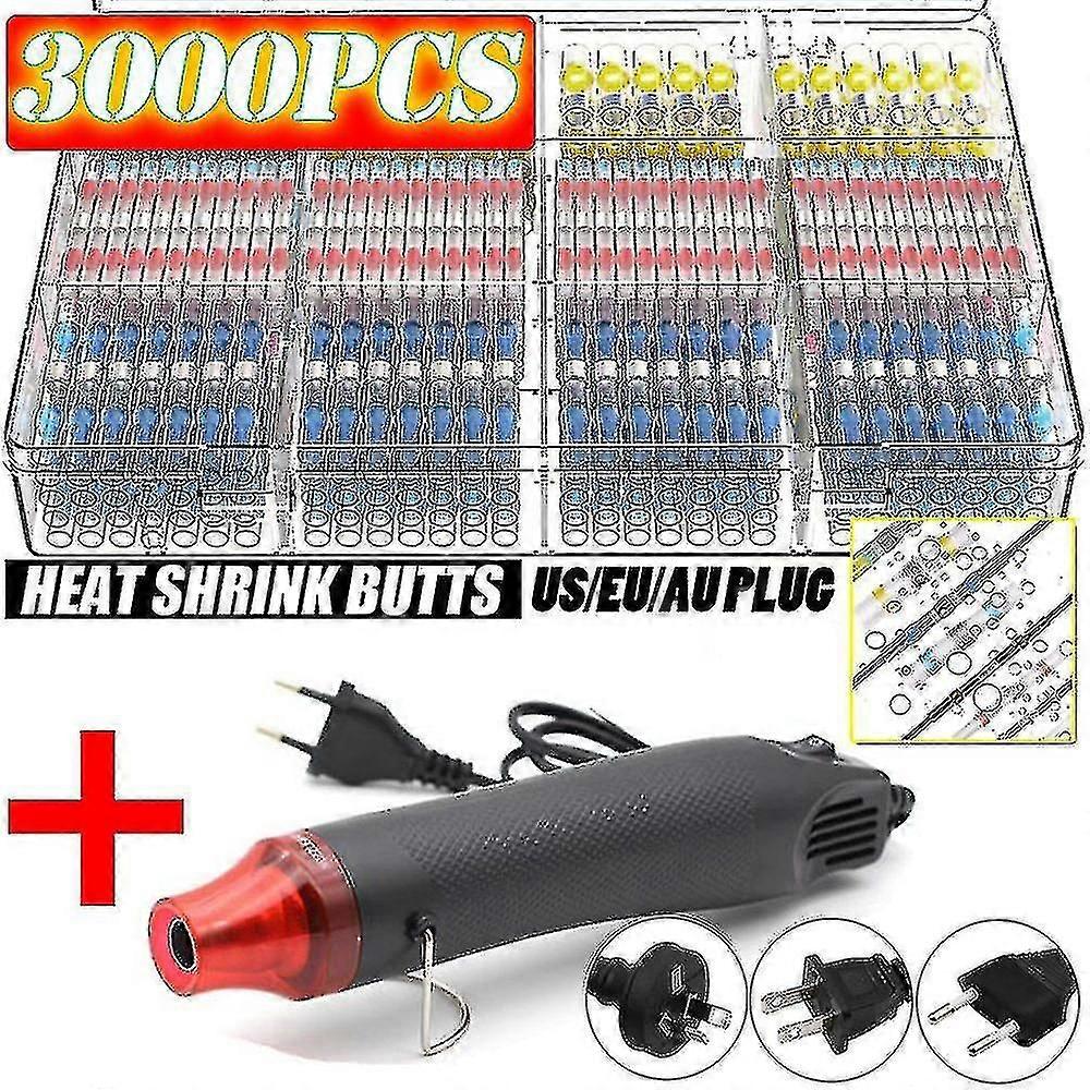 100/800pcs σύρμα συγκόλλησης συνδετήρων θερμικής συρρίκνωσης συγκόλλησης πισινό συνδετήρων kit αυτοκινήτων marine μονωμένος με το πιστόλι θερμού αέρα 300w