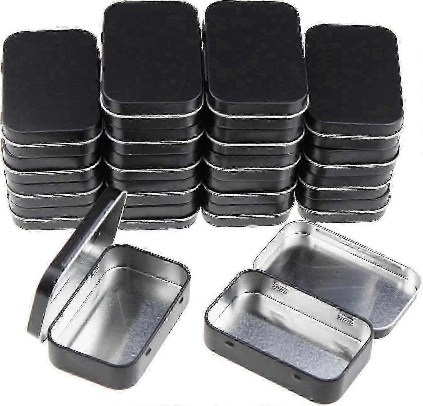 2025 20 Pieces Rectangular Metal Empty Hinged Tins Containers Basic Necessities Home Storage(Black)